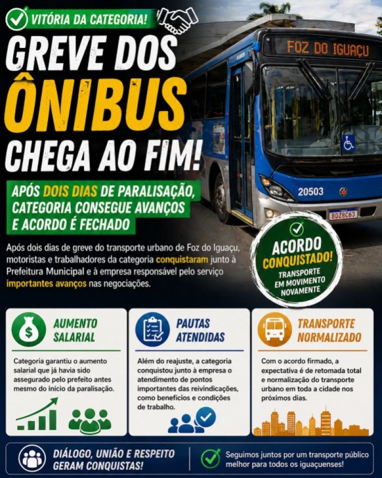Após dois dias de greve, motoristas do transporte coletivo de Foz do Iguaçu encerram paralisação após acordo