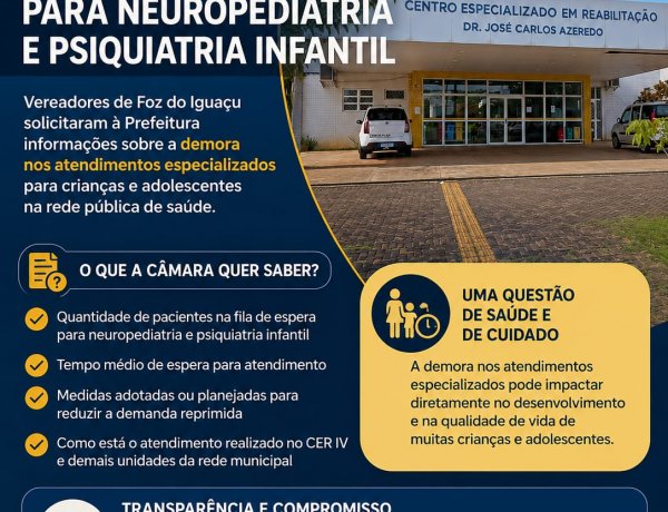 Câmara de Foz cobra esclarecimentos sobre demora em atendimentos de neuropediatria e psiquiatria infantil