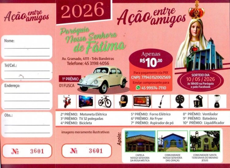 Festa da Padroeira Nossa Senhora de Fátima acontece no dia 10 de maio
